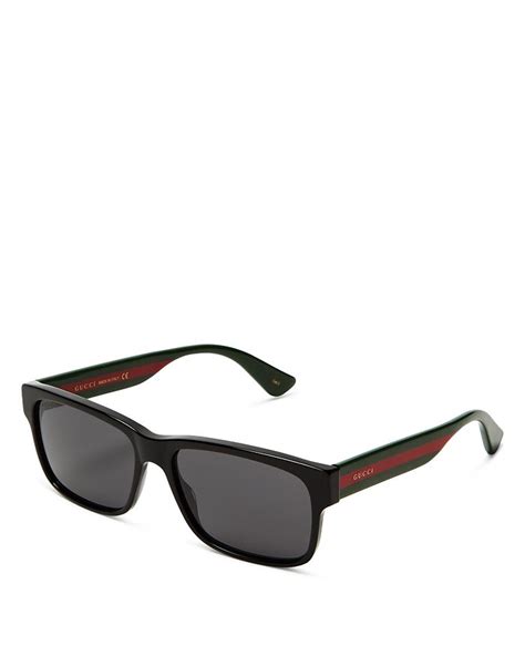 mens gucci sunglasses red and green|gucci 56mm square sunglasses.